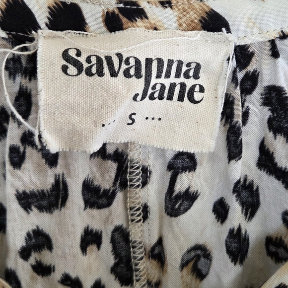 Savanna Jane | Rose Floral Embroidered Cheetah Print Halter Tank Top Size Small - Picture 3 of 5